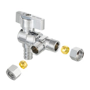 1/2" PEX Crimp x 3/8" ODx 3/8" OD Compr. Split Angle Stop Valve, Quarter Turn (Lead Free)