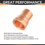 30 Pcs 1/2" C x 3/4" FNPT Copper Female Adapter at Wholesale Price