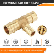 PEX A Expansion 3/4" x 3/4" x 1/2" PEX Expansion Reducing Tee (Lead Free)
