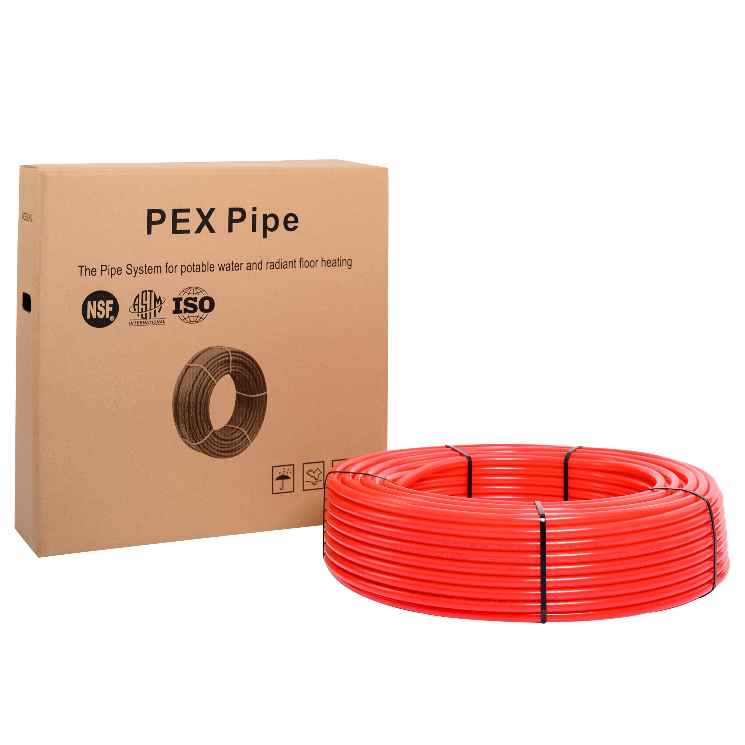 1/2" PEX-B Pipe 500ft Length Red Color with Oxygen Barrier (EVOH), NSF Certified for Potable Water and Heating Applications