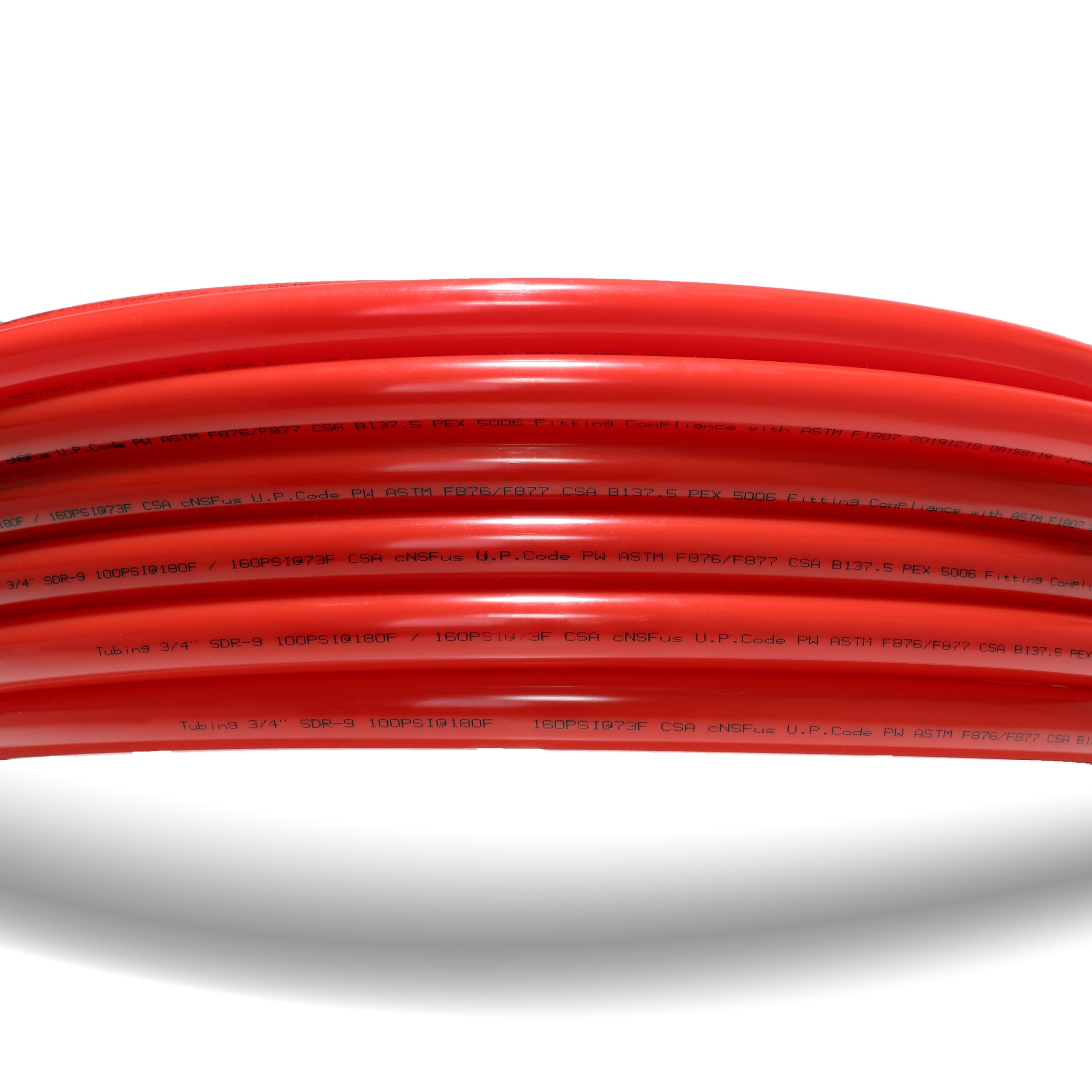 1/2" PEX-B Pipe 500ft Length Red Color with Oxygen Barrier (EVOH), NSF Certified for Potable Water and Heating Applications