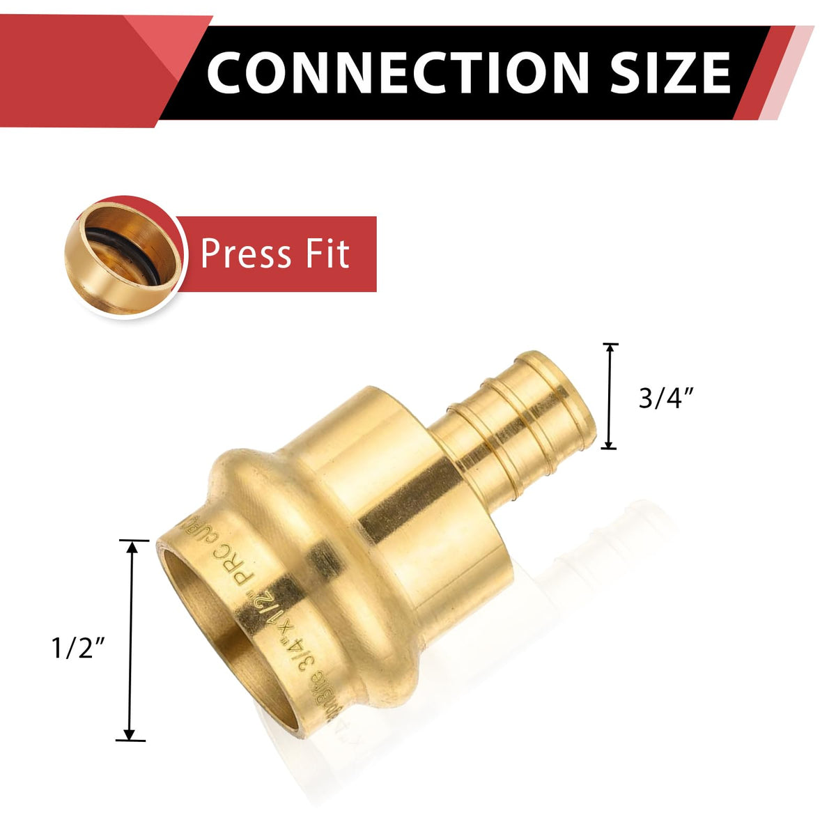 1/2" Press X 3/4" PEX Crimp Brass Adapter (Lead Free)