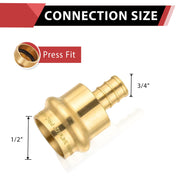 1/2" Press X 3/4" PEX Crimp Brass Adapter (Lead Free)