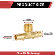 PEX A Expansion 1/2" PEX x 1/2" PEX x 1/2" Male Threaded F1960Tee (Lead Free)