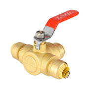 10 Pcs 1/2" Push Fit 3 Way Ball Valve, Red Lever (Lead Free)