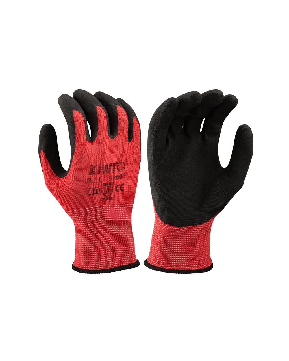 Kiwi Foam Latex Palm Coated Polyester Knit Red Grip Gloves [52500]