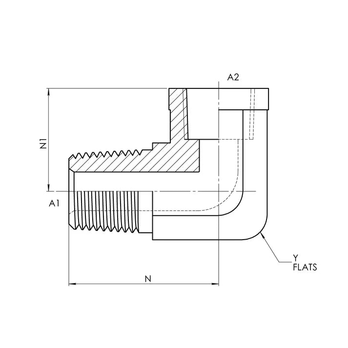 5502-04-06-FG | 04 MP - 06 FP 90 Street Elbow Forged, Carbon Steel