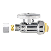 1/2" Push Connect x 3/8" OD Push Fit Straight Stop Valve, 1/4 Turn (Lead Free)