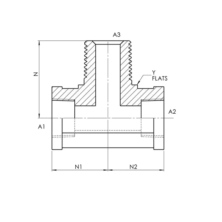 5604-06-06-06-FG | 06 FP - 06 FP - 06 MP Branch Tee Forged, Carbon Steel