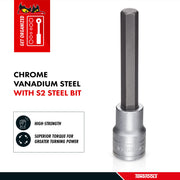 Teng Tools 1/2 Inch Drive 4.5 Inch Long Chrome Vanadium Hex Bit Sockets
