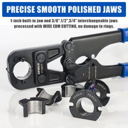 PEX Crimping Tool Kit: 3/8", 1/2", 5/8", 3/4" and 1" with Pipe Cutter in Case