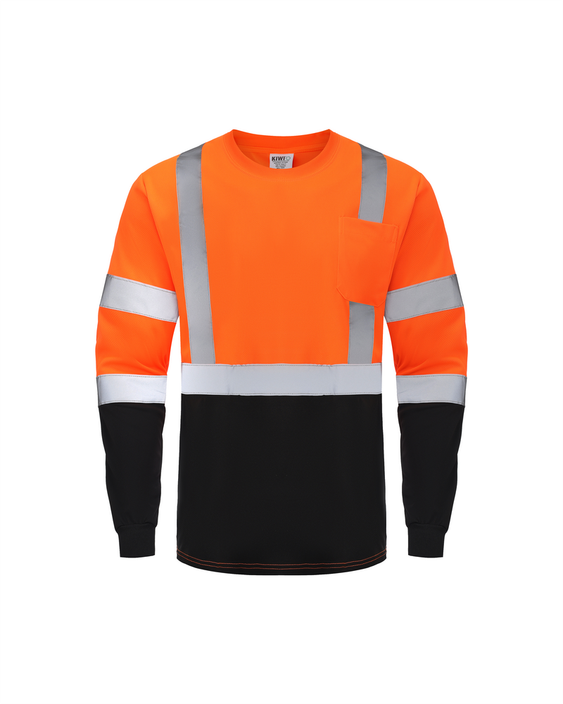 Kiwi High Visibility ANSI/ISEA 107-2020, Type R, Class 3 Two Tone Orange Long Sleeve Safety Shirt [73200]