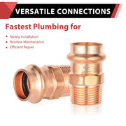 1/2" Press Copper x 1/2" Male Threaded Copper Adapter (Lead Free)