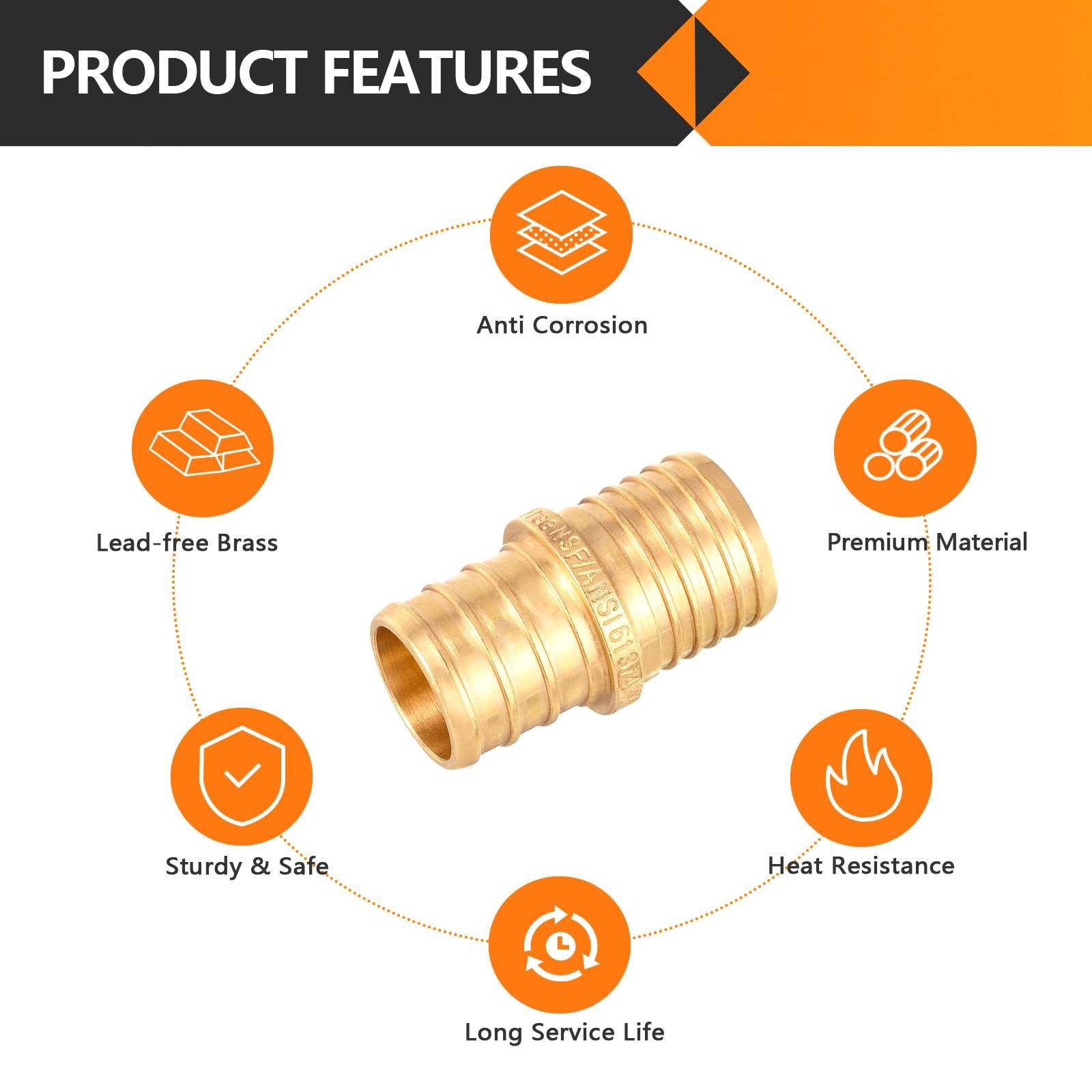 PEX-B Crimp 1/2-Inch Pex x 1/2-Inch PB Transition Brass Pex Coupling (Lead Free)