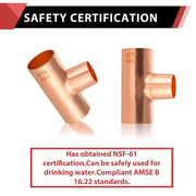 3/4"x 3/4" x 1/2" Copper Reducing Tee