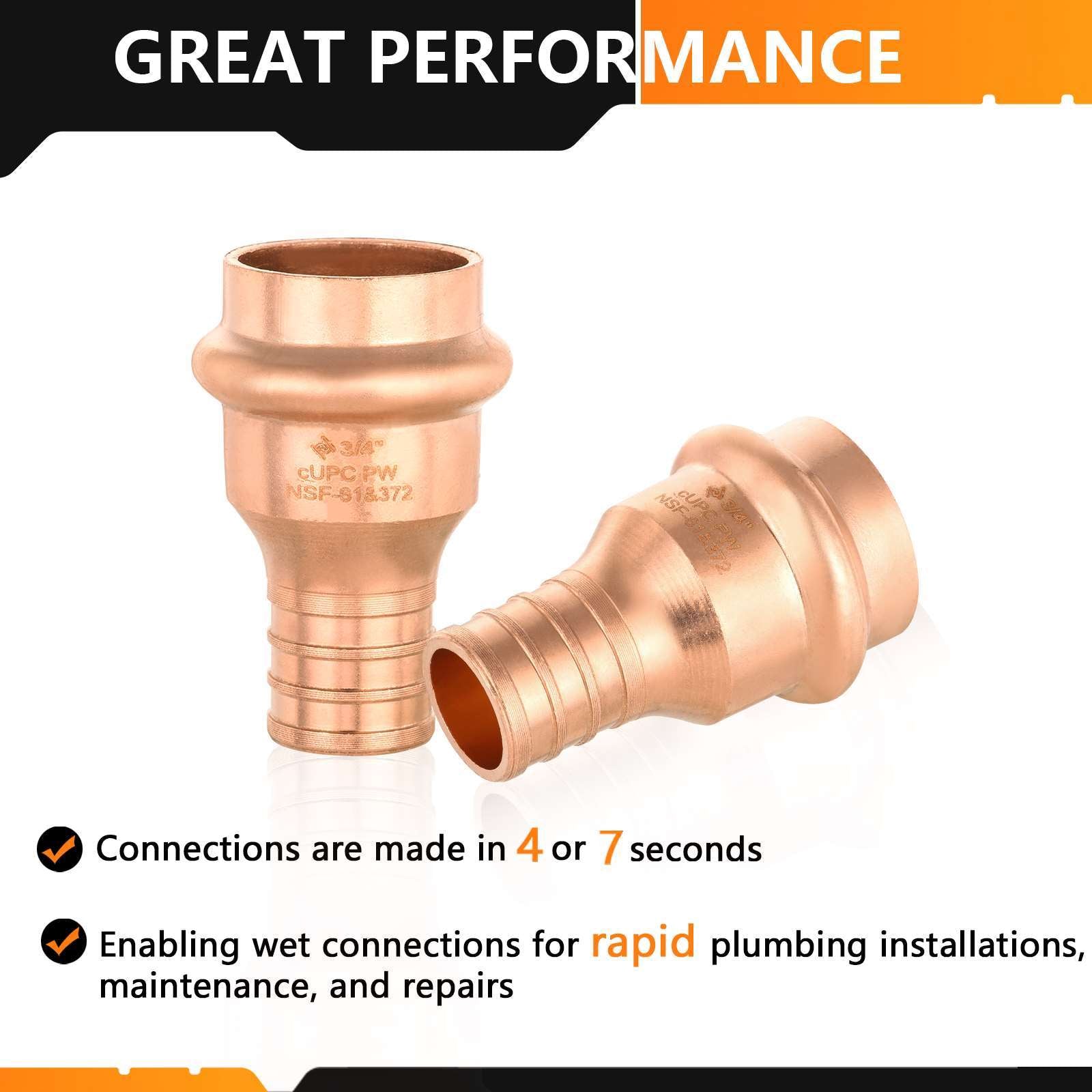 30 Pcs 3/4" Press Copper x 3/4" PEX Crimp Adapter (Lead Free)
