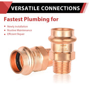 3/4" Press Copper x 1/2" Male Threaded Adapter (Lead Free)