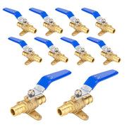 10 Pcs 1/2" PEX Expansion Drop Ear Ball Valve, Blue (Lead Free)