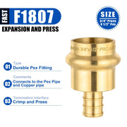 3/4" Press x 1/2" PEX Crimp Brass Adapter (Lead Free)
