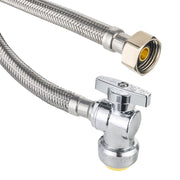 10 Pcs 18" 1/2" Push x 1/2" FIP Faucet Hose Connector,1/4-Turn, Angle