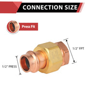 1" Press Copper Union x FPT (Female NPT Threaded) (Lead Free)