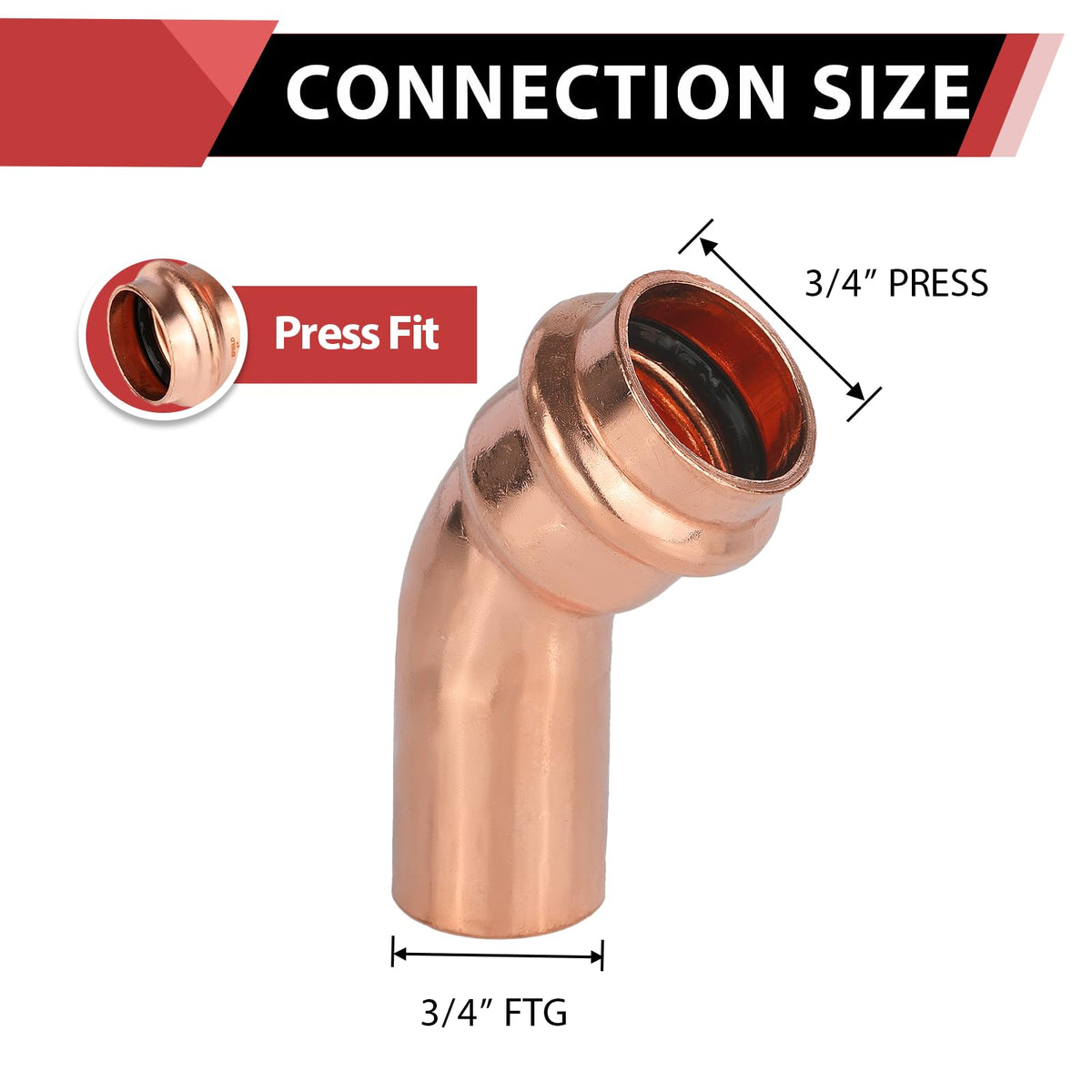 3/4" 45° Press Copper Street Elbow (Lead Free)