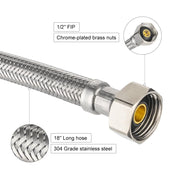 10 Pcs 18" 1/2" Push x 1/2" FIP Faucet Hose Connector,1/4-Turn, Angle
