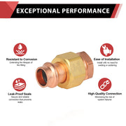 1" Press Copper Union x FPT (Female NPT Threaded) (Lead Free)