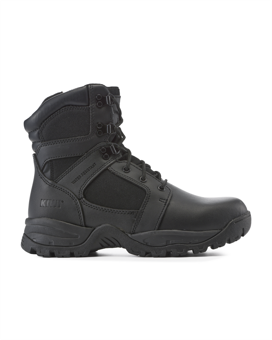 Kiwi Rugged Black Action Leather 7" Steel Toe Zipped Water Resistant Tactical Boots [60500]
