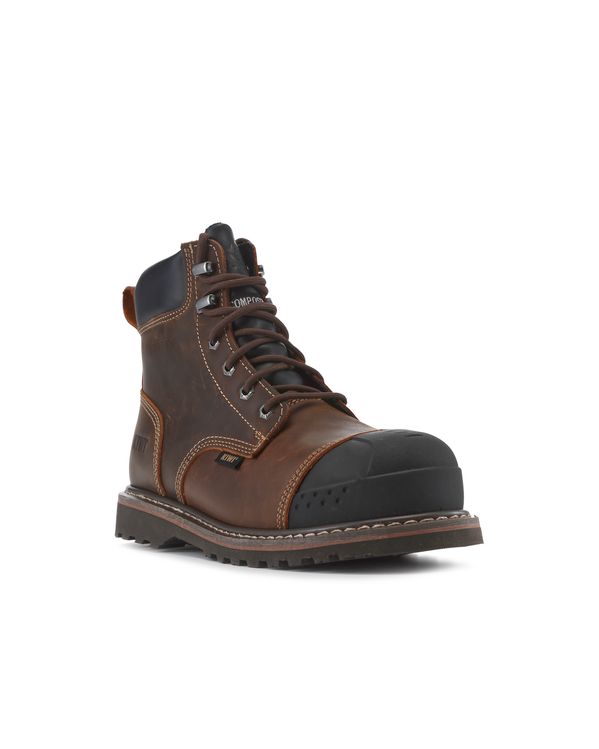 Kiwi Premium Brown Crazy Horse 6" Steel Toe Waterproof Cap-Toe Work Boots [64100]