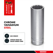 Teng Tools 1/2 Inch Drive 12 Point Metric Deep Chrome Vanadium Sockets