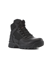 Kiwi Rugged Black Full Grain Leather Mid-Cut 6" Steel Toe Zipped Waterproof Tactical Boots [60300]