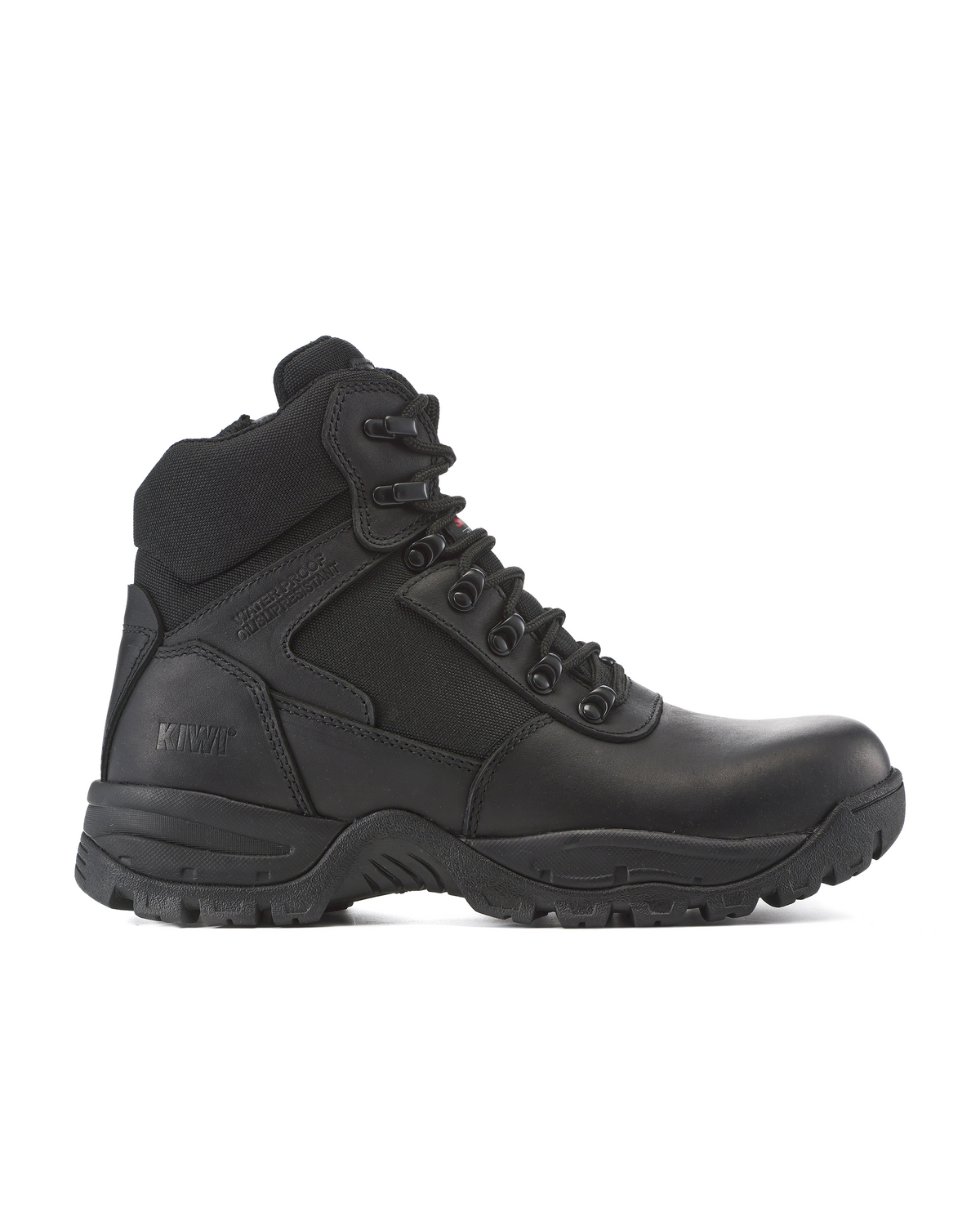Kiwi Rugged Black Full Grain Leather Mid-Cut 6" Zipped Waterproof Tactical Boots [63100]