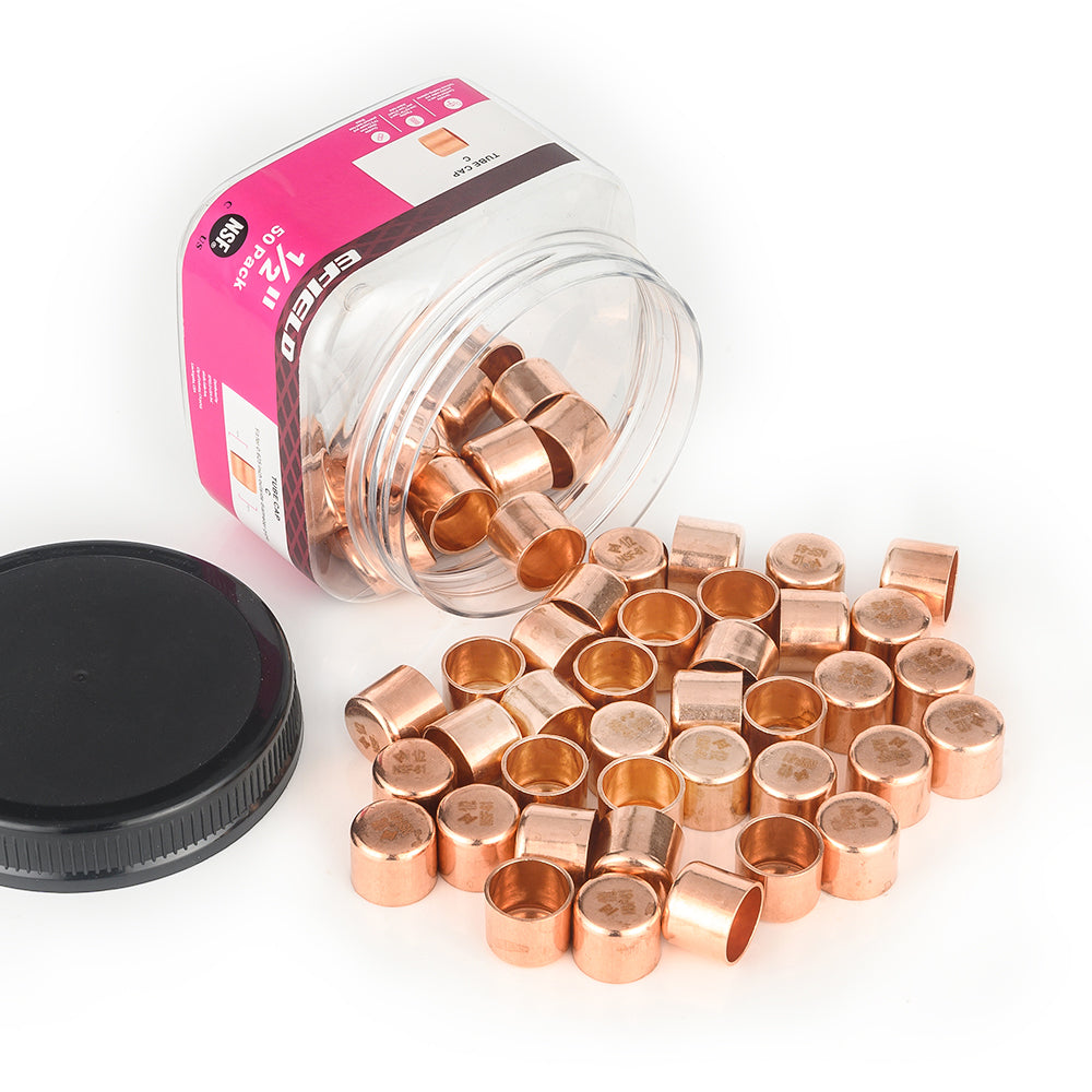 Pro 50 Pack 1/2" Solder Copper Pipe End Cap (Plug)