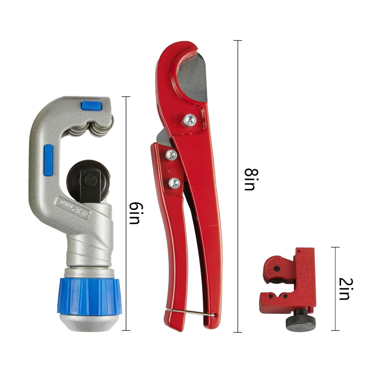 Heavy Duty Canvas Bag 3 Pcs Tubing Cutters Kit with 3/16 to 1-1/4" Pipe Cutter, 1/8 to 7/8" Mini Tube Cutter for Metal Pipes