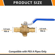 10 Pcs 1/2" PEX Expansion Drop Ear Ball Valve, Blue (Lead Free)