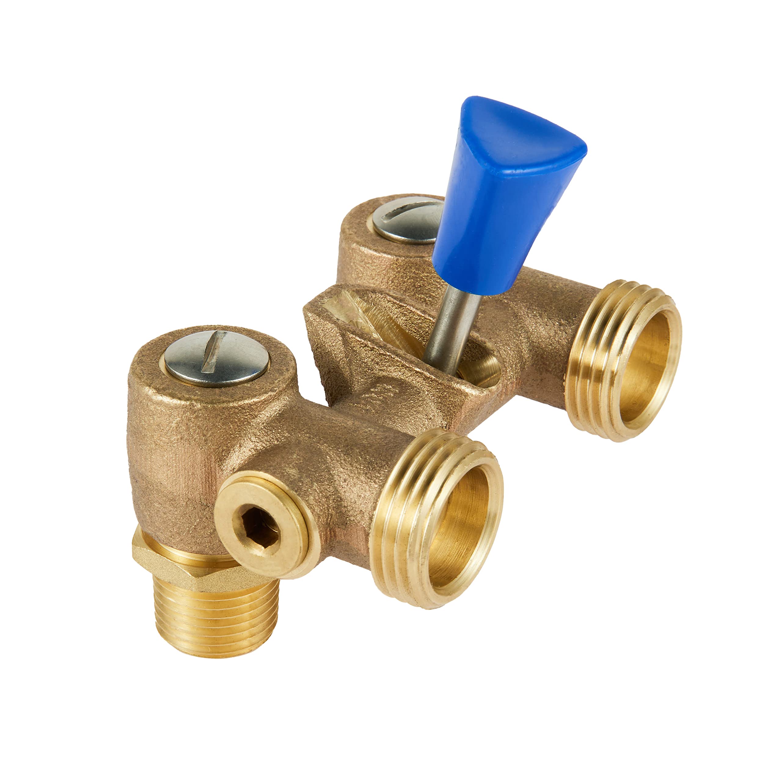 1/2" MPT X 3/4" MHT Brass Dual Washing Machine Shut-Off Valve