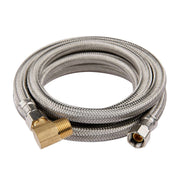 6ft Dishwasher Hose, with attached 90 degree 3/8" comp x 3/8" MIP elbow, Premium Stainless Steel