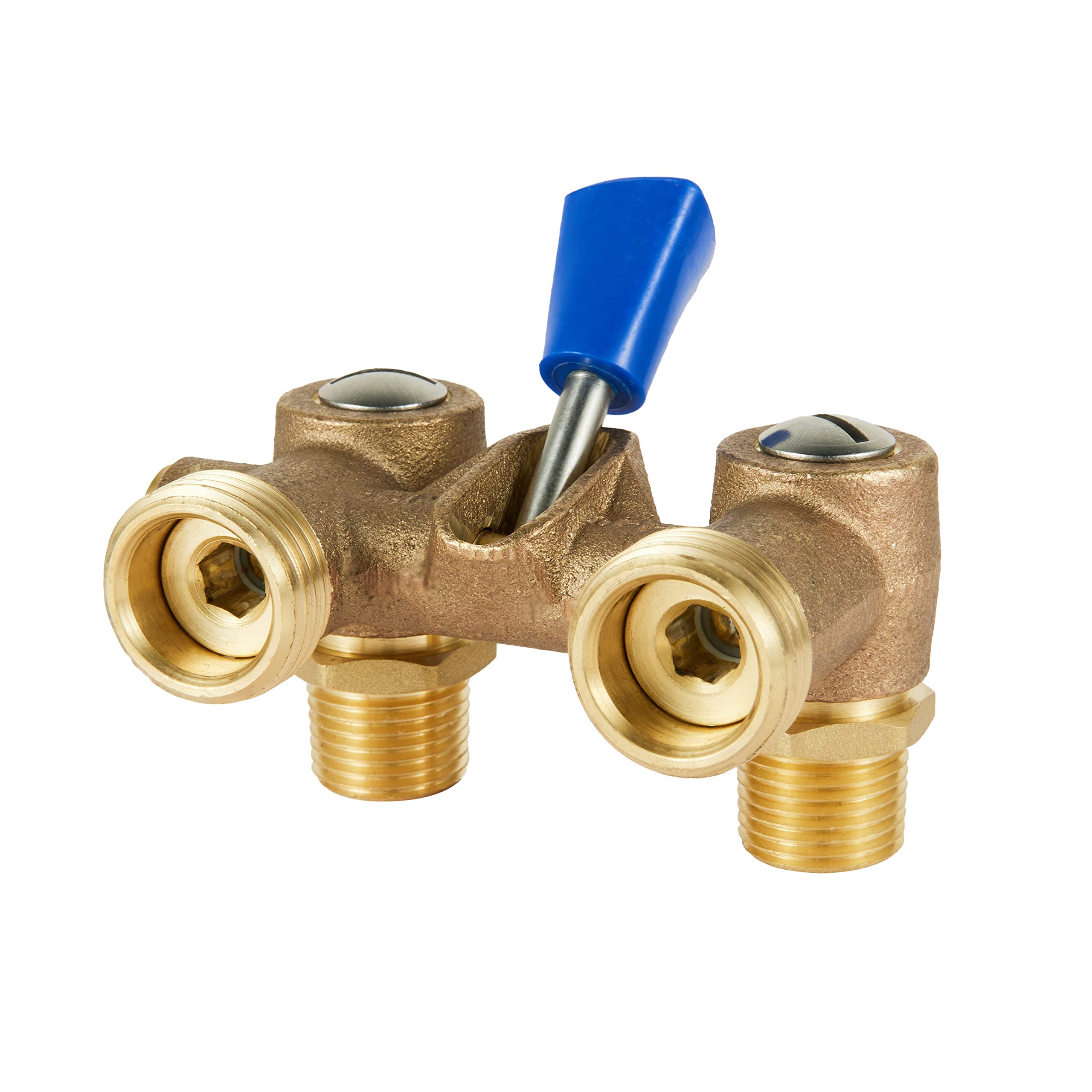 1/2" MPT X 3/4" MHT Brass Dual Washing Machine Shut-Off Valve