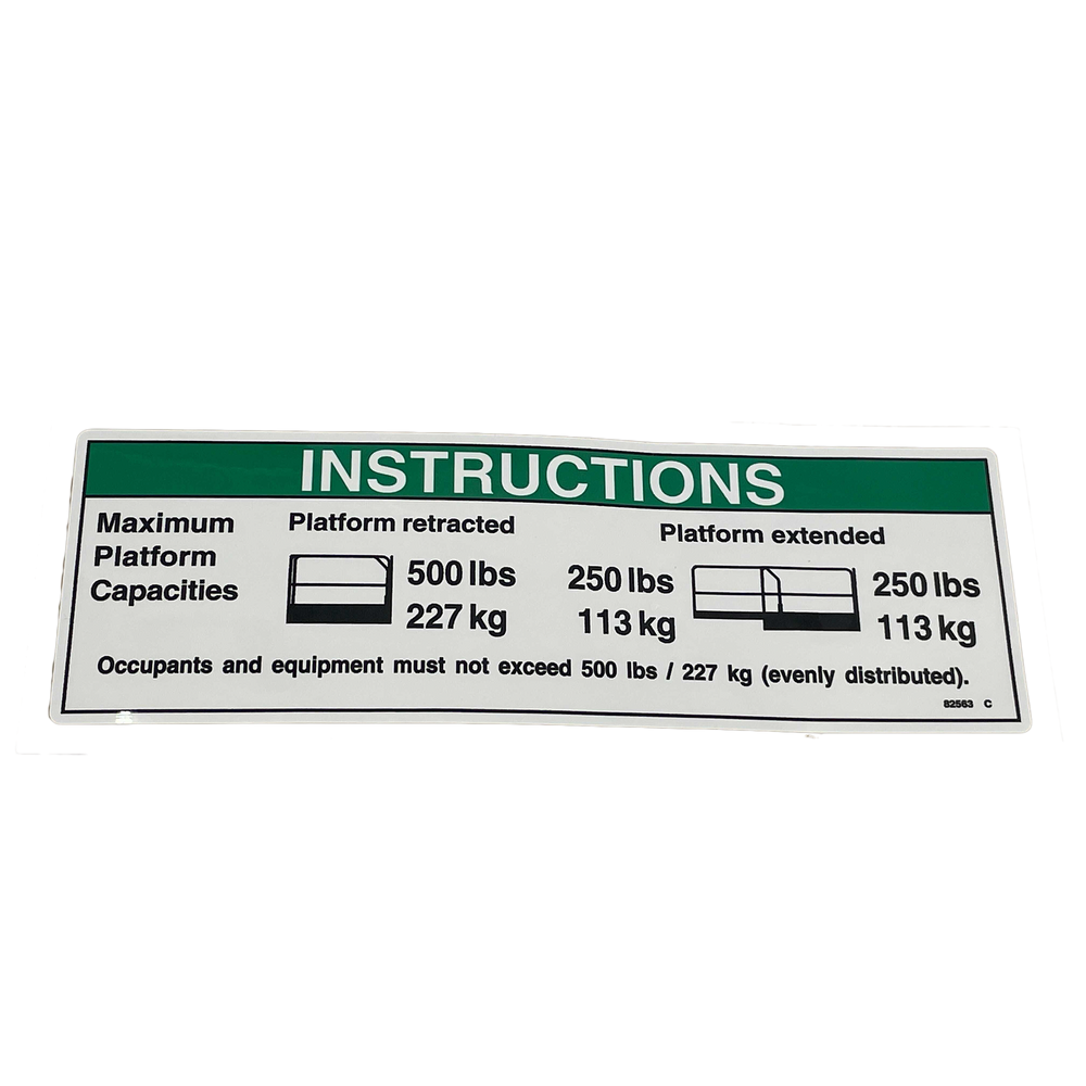 Genie Decal, Instr-Max Cap 500 Lbs 82563GT