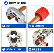 EFIELD Press Crimping Tool, with 1/2" 3/4" 1" Jaw For Propress Copper ittings And Copper Tube Connectionith 360 Degrees Rotating Head