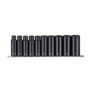 Teng Tools 10 Piece 1/2 Inch Drive 6 Point Deep Metric ANSI Impact Socket Set - 9126