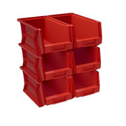Red Bins, 6in x 7.1in x 13.2in, 6 Pack - 9855-7-02 product image