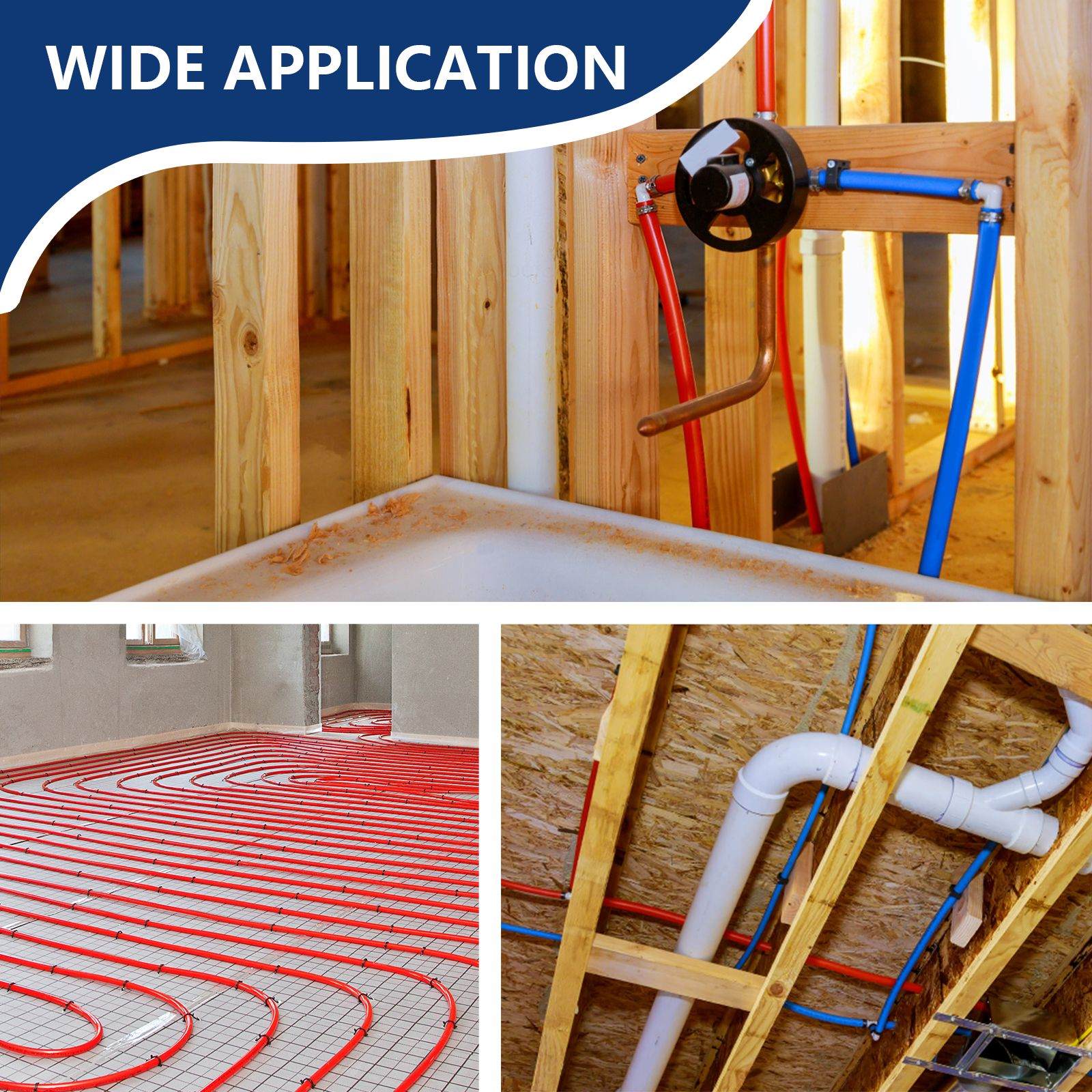1/2" 600ft, 300ft x 2, PEX-B Pipe, Red & Blue & Cutter