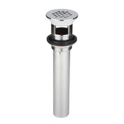Bathroom Sink Overflow Flat Top Grid Drain Assembly, Chrome Plated