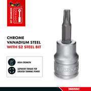 Teng Tools 1/4 Inch Drive Metric Torx TX Chrome Vanadium Sockets