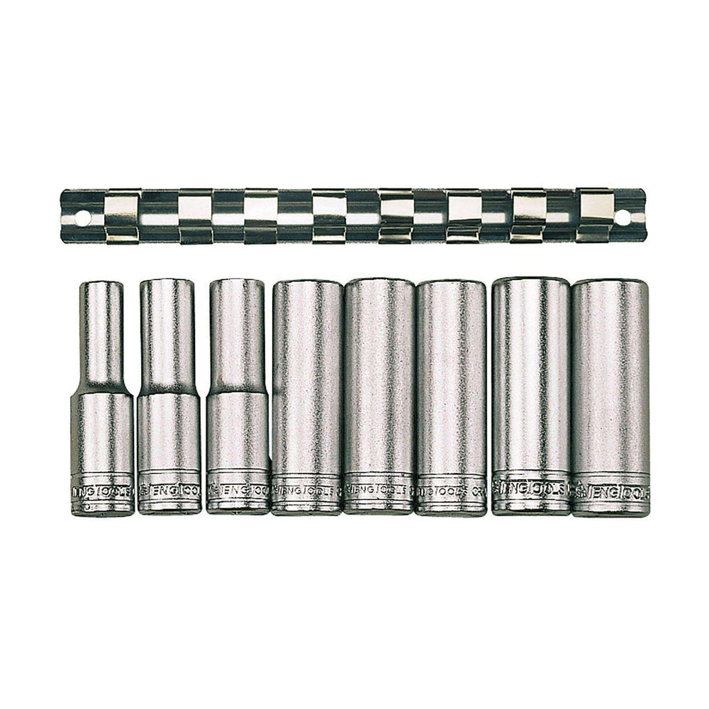 Teng Tools 8 Piece 1/2 Inch Drive 12 Point Deep Metric Socket Set (13mm - 24mm) - M1207