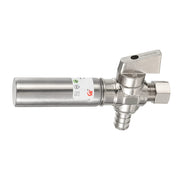 1/4 Turn Stop Angle Valve, 1/2" Barb Crimp PEX x 3/8" OD With Stainless Steel Water Hammer Arrestor, Chrome Plated Brass