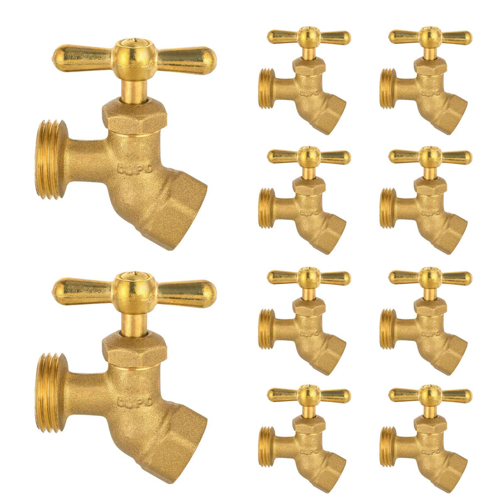 10 Pcs 3/4" FIP x 3/4" MHT Brass No-Kink Hose Bibb (Lead Free)