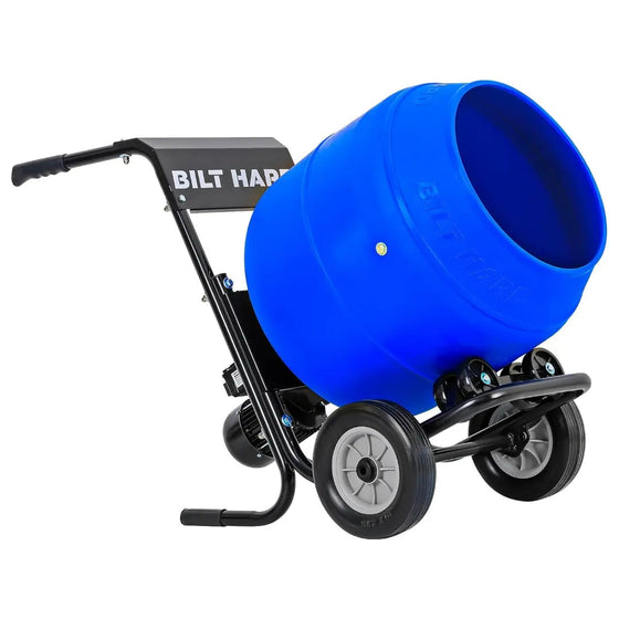 BILT HARD Electric Cement Mixer, 4 Cu.Ft. Poly Drum Concrete Mixer Heavy Duty, Portable Power Cement Mixing Tools for Stucco, Mortar, Fodder